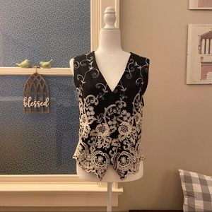 Vintage EXPRESS Black & Ivory Embroidered Vest SzM